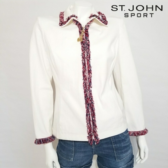 St. John Sport by Marie Gray Jackets & Blazers - 💯 St. John Sport Fringe Trim Jacket
